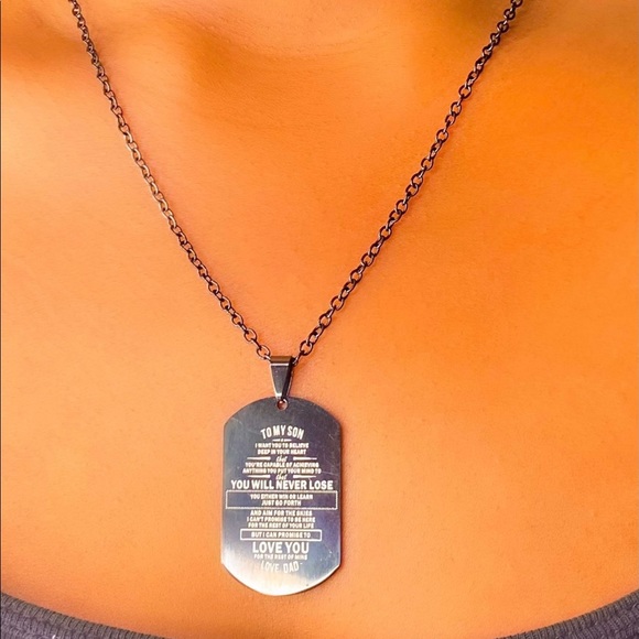 To My Son, Love Dad Military Dog Tag 22 Inch Chain - Picture 3 of 7